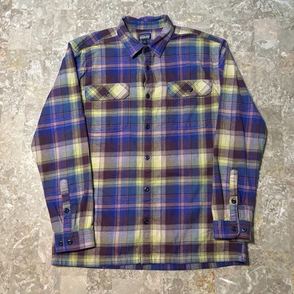 Patagonia Shirt Mens Large Purple Fjord Flannel Long Sleeve Button Outdoor 42400 - Picture 2 of 10